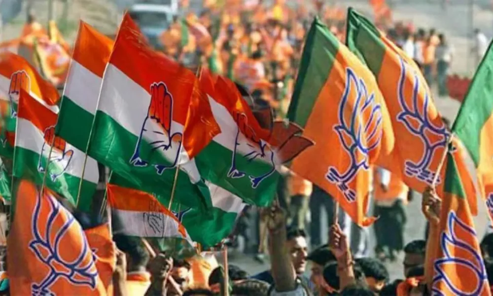 BJP CONGRESS FLAGS