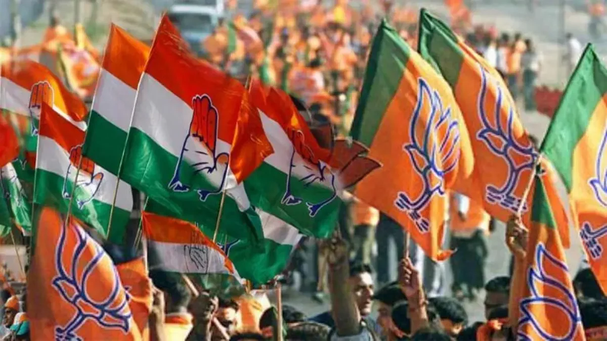 BJP CONGRESS FLAGS