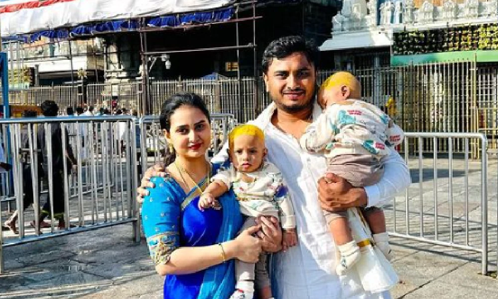 amulya jagadish Couple Visit Tirupati Temple