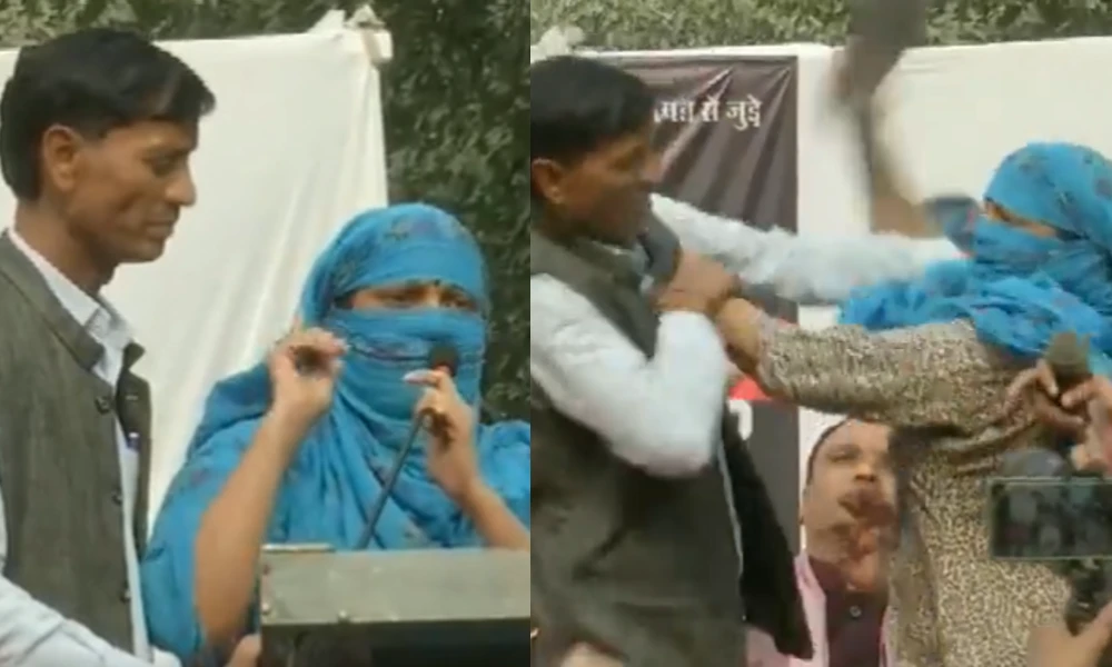 Woman Hits Man With Slipper In Delhi