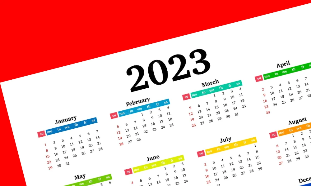 determine the day of the week for the 2023 calender