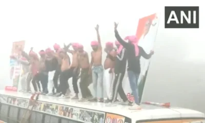 Congress workers dance shirtless Haryana