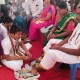 New Year celebration padapooja to parents Ramakrishna Vidyaniketan