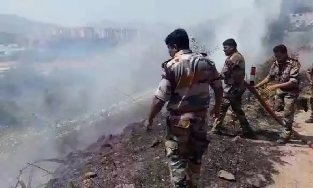 Fire Accident karwar Mudaga Ghat hill