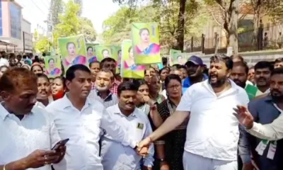 Activists protest in Hassan demanding mla ticket for Bhavani Revanna