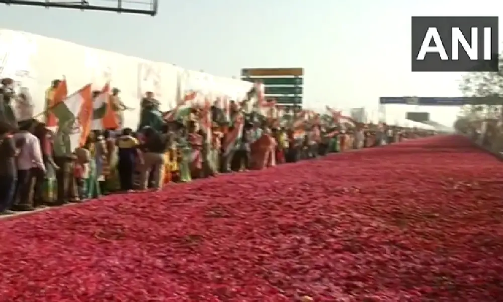 Congress plenary session Rose carpet welcome to Priyanka Gandhi Vadra In Raipur