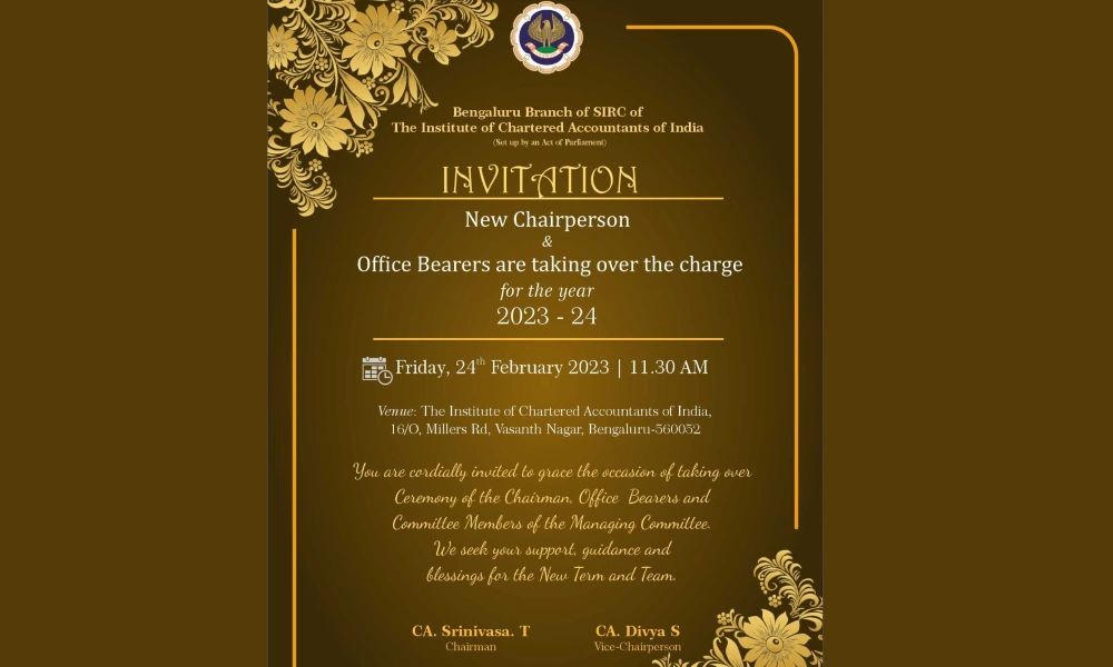 New Chairperson, Office-bearers of SIRC Bengaluru Branch to be sworn in on Feb 24