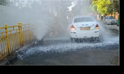 In Yeshwanthpur, a pipe breaks and water is wasted, Riders who washed a car at Mini Falls