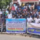 ailway overbridge Law college students protest shivamogga