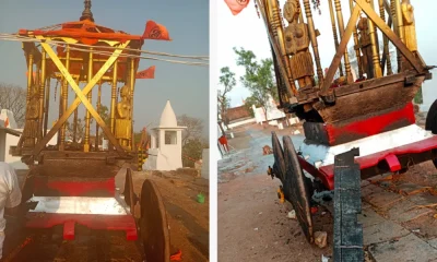 poured petrol on the chariot of Brahma Vishnu Maheshwara temple in Shivamogga and set it on fire