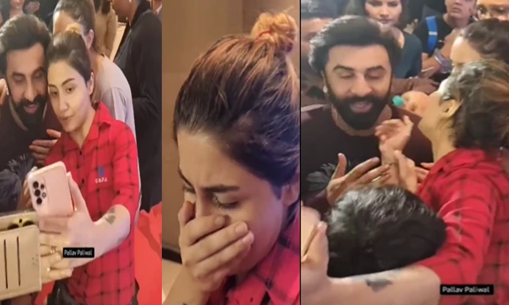 Female fan touches Ranbir Kapoor face in Mumbai