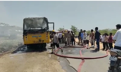 Fire breaks out in a moving school bus, 30 children escape unhurt