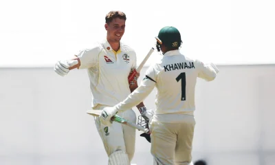 After four decades, who is the Aussie pair who scored a double century partnership in India?