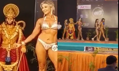 In Front of Lord Hanuman Idol Women Body Builders Pose in Bikini At Madhya Pradesh Video Viral