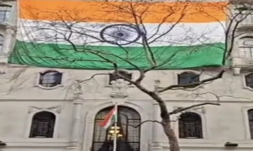Giant Tricolour adorns Indian High Commission in UK after Khalistani supporters pull down Indian flag