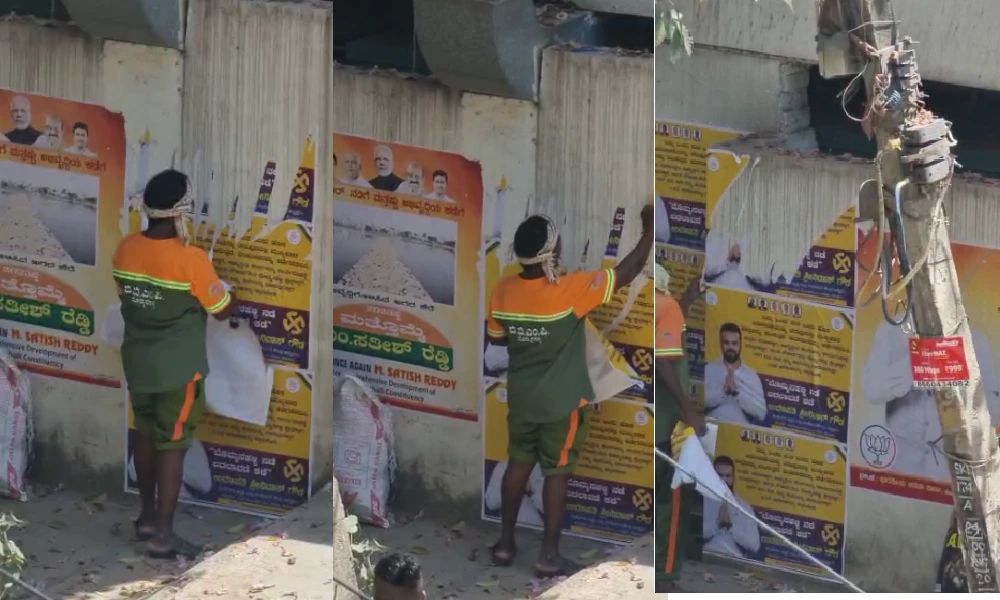 BBMP staff removed Congress party posters