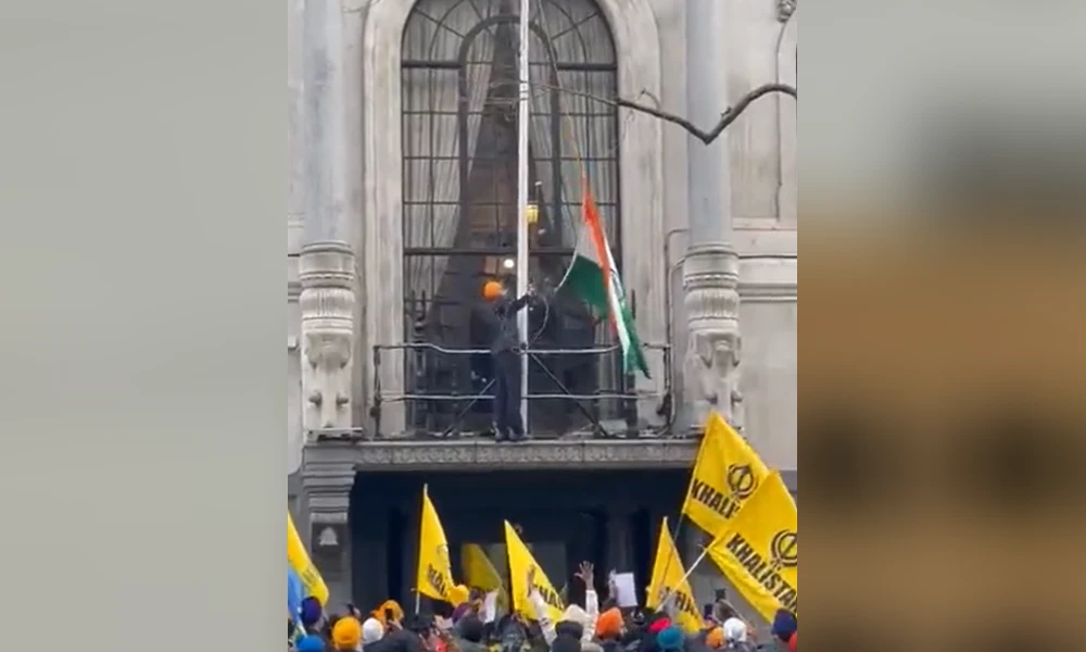 Amritpal Singh Case Khalistanis attack Indian High Commission in UK take down Tricolor