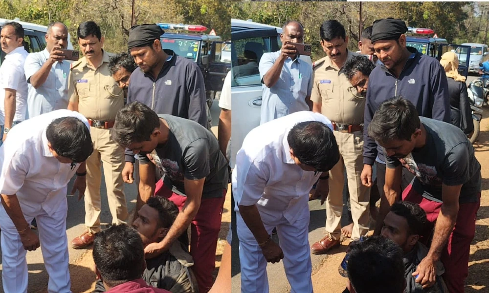 The car overturned after the driver lost control, Home Minister comes to the aid of a man who was suffering from a bike accident