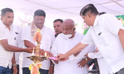 H D Devegowda inaugrating JDS rally in Piriyapatna Mysore