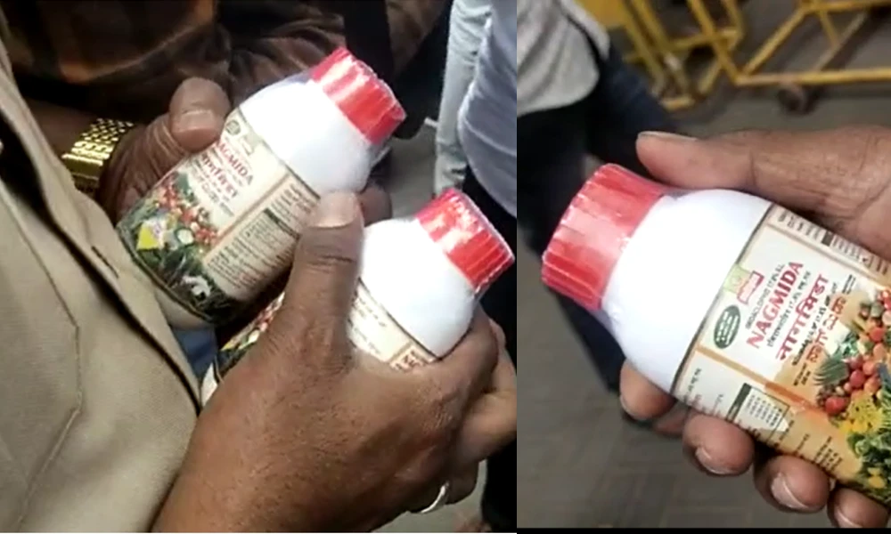 police siezed pesticides from protesting karnataka congress workers