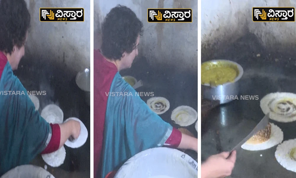 Priyanka Gandhi visits Mylari hotel in Mysuru, tries to make Dosa.