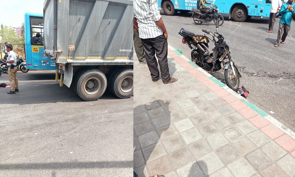 Bike rider dies after tipper runs over him in Bengaluru; Driver escapes after leaving the lorry