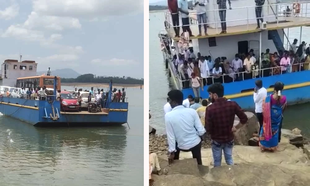 door cable cut of the hasirumakki launch Bike falls into Sharavathi river crew swam to the shore