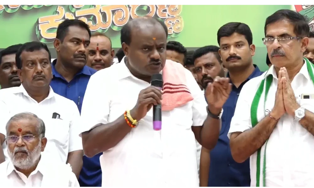 H D Kumaraswamy press conference during Mysore Election rally.