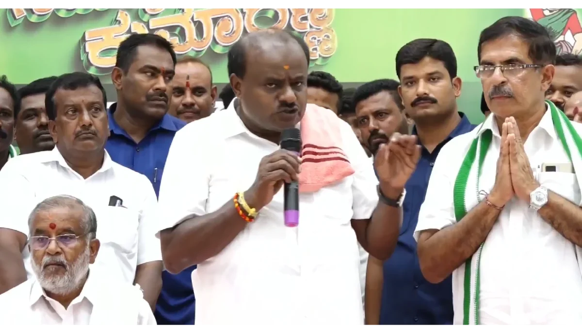 H D Kumaraswamy press conference during Mysore Election rally.