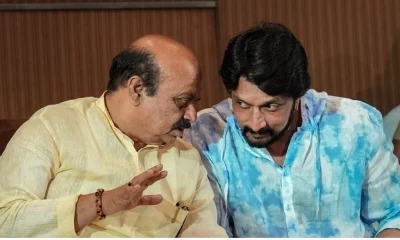 actor kiccha sudeep with basavaraj bommai
