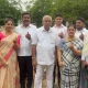 karnataka-election: BSY goes ot polling center with family