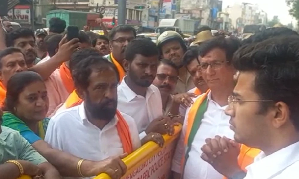 BTM Layout Ruckus Sridhar Reddy leads protest demanding arrest of culprits Karnataka Election updates