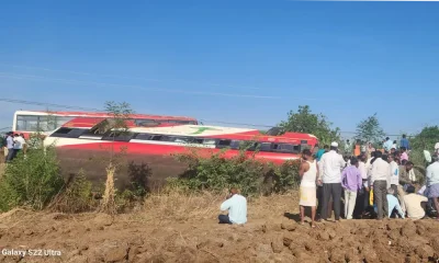 road accident bus overturns and 15 passengers going to election duty injured