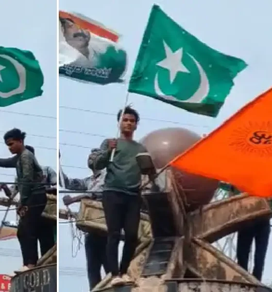 Muslim flag hoisted in Samshuddin circle in Bhatkal