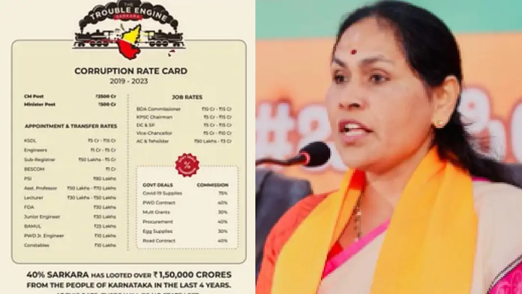 Shobha Karandlaje demands apology from Congress over Corruption Rate card