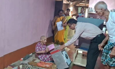 Door to door polling begins in Yellapur Voting by centenarian Karnataka Election 2023 updates