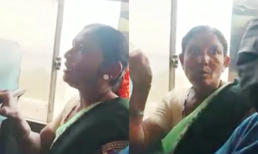 Woman scolds Congress leaders for asking them to take ticket in bus Hosapete