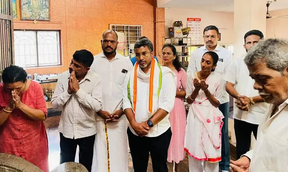 karnataka-election: Mangalore North Congress candidate Inayat ali visits church, temple and Bhothasthanas