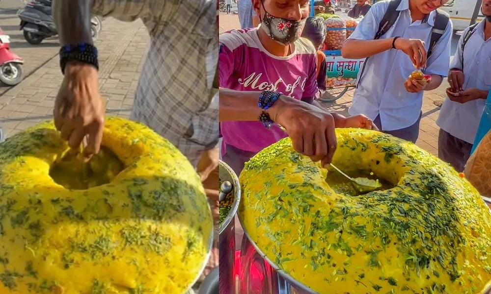 Surat Street Vendor sells Volcano Pani Puri Viral Video