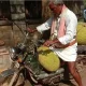 Farmer brings big sized jack fruit to siddaramaiahs house