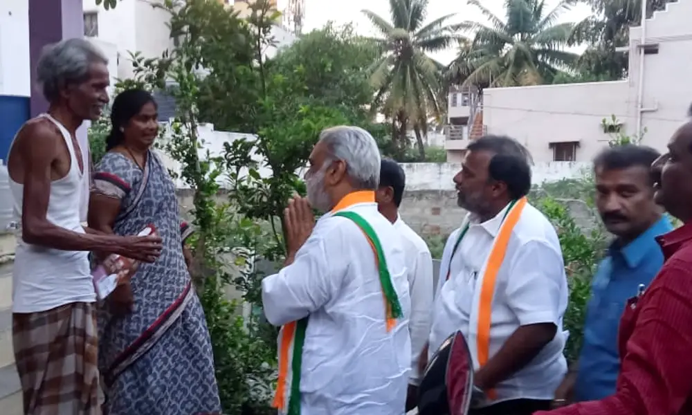 Karnataka election 2023 Congress leader Nara Pratap Reddy campaigning for Ballari city Congress candidate