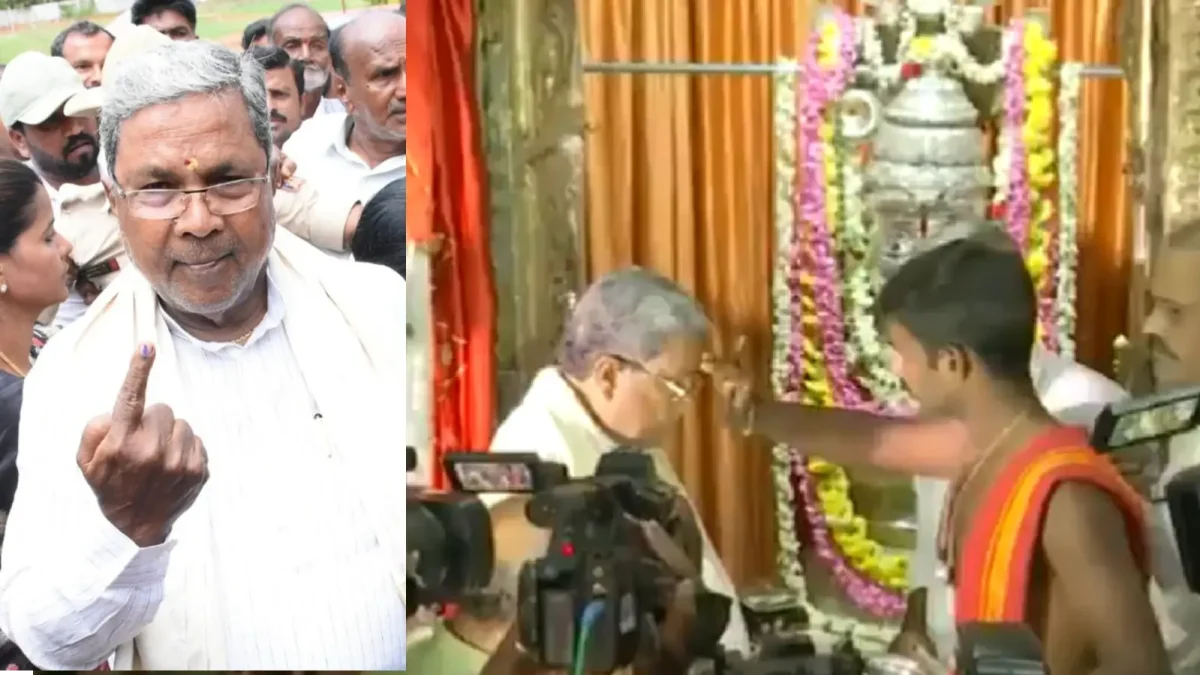 Congress leader siddaramaiah votes at siddaramanahundi