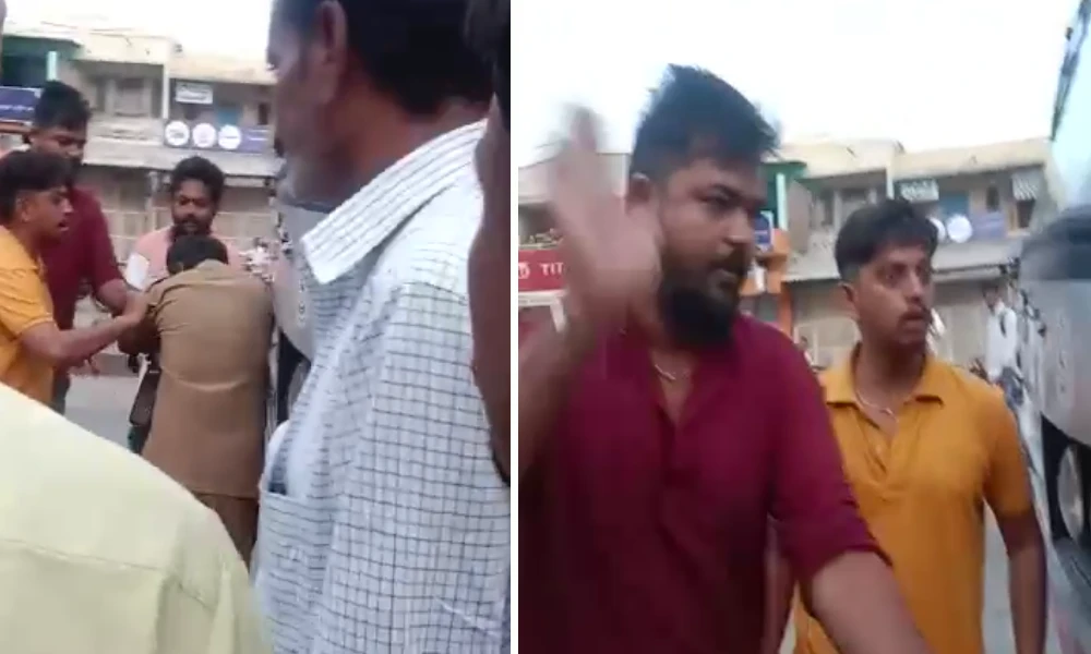 Video Viral Conductor hits for saying there is no seat in bus in chitradurga 