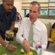 Eric Garcetti tries South Indian food on banana leaf