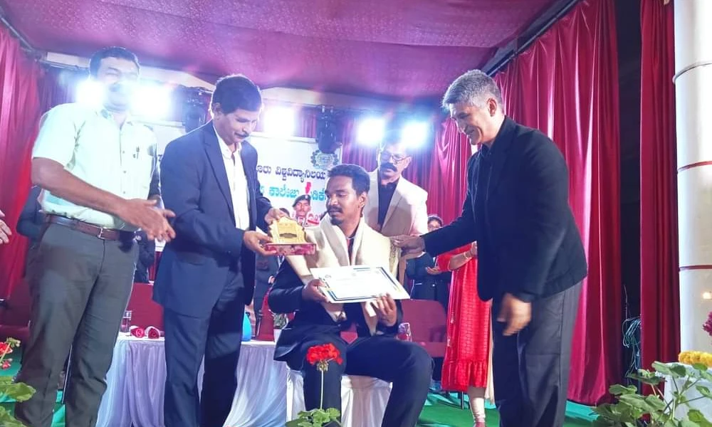 Felicitating the students in Field Marshal K M Cariappa College