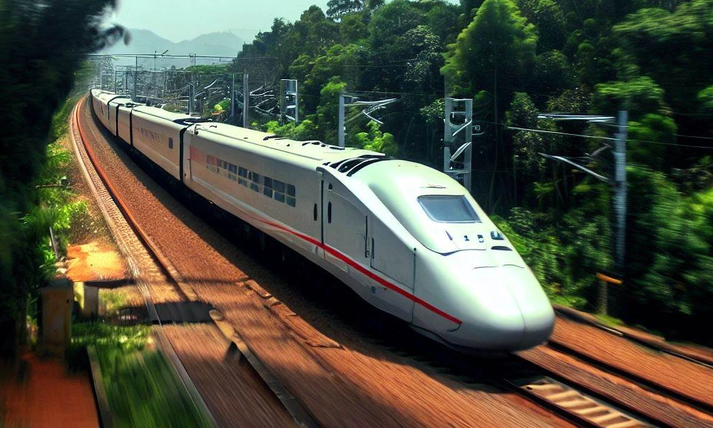 Semi high Speed Train and an AI Generated Image
