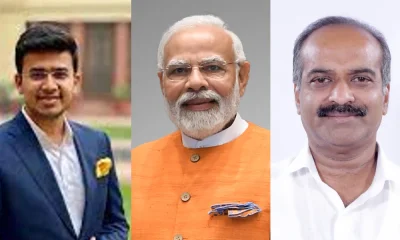 Tejasvi surya PM Narendra Modi and PC Mohan