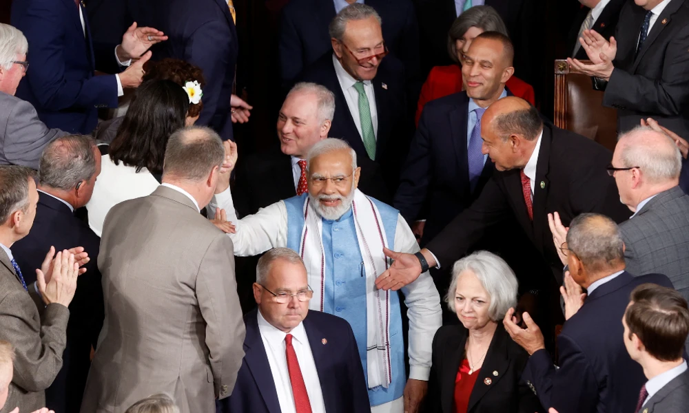PM Modi Waving At US Lawmakers