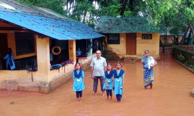 Rainwater entered Kalasinamote School at Honnavara