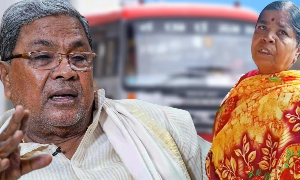 Woman slams CM Siddaramaiah over free bus Video Viral